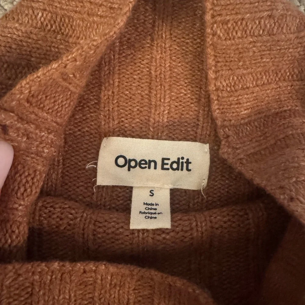 Open Edit Ribbed Turtleneck Sweater — Rust/Camel | S - Picture 3 of 3